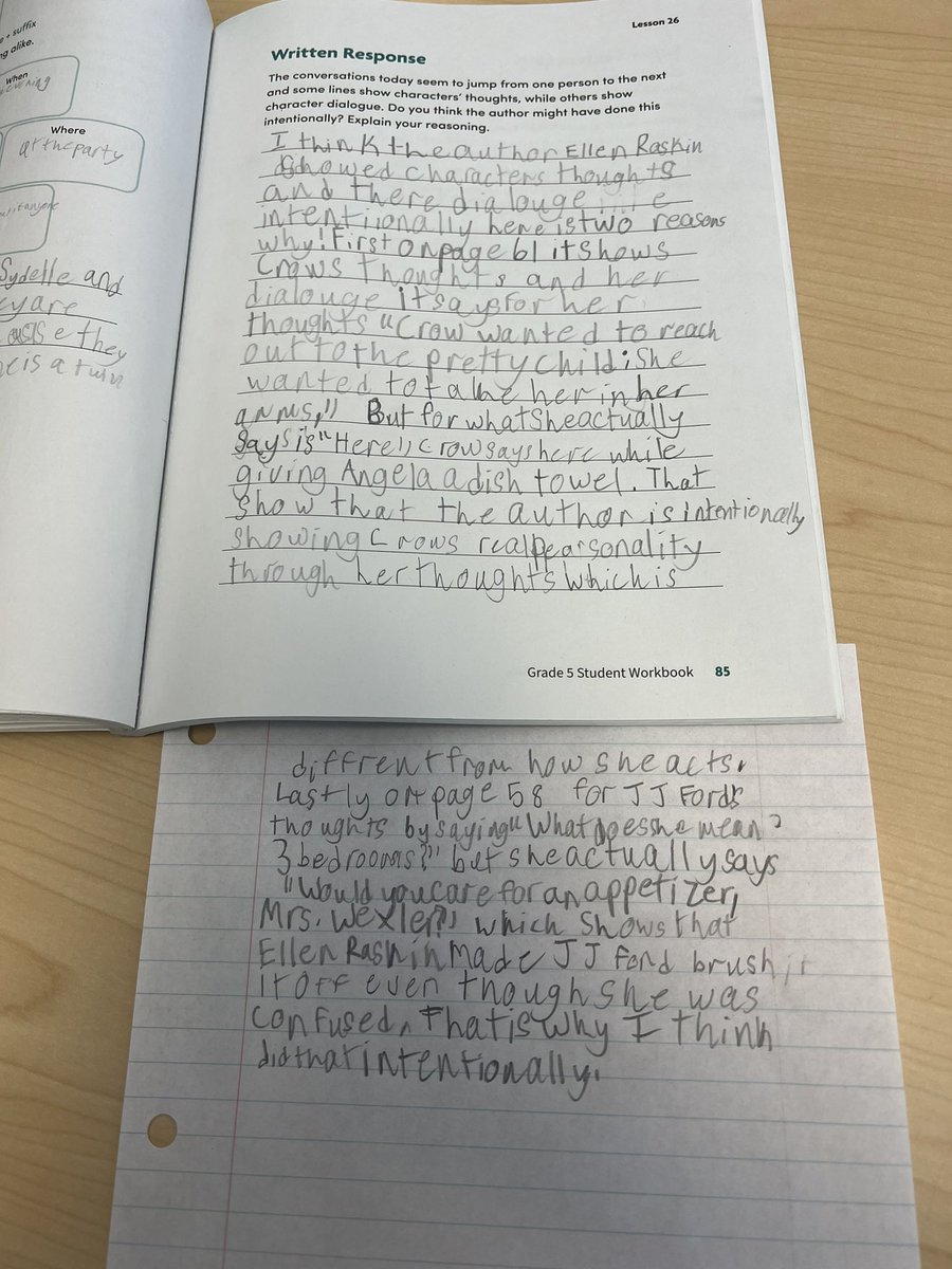 MTEGrade5's tweet photo. We have busy reading The Westing Game and trying to solve the murder mystery 🔎🕵🏻‍♀️! These wonderful writers  not only answered the written response  question BUT also supported their answer with evidence from the book!! @goyenfoundation @SoRclassroom @CurriculumMatrs @BookwormsRW https://t.co/l1NHAR3NW1
