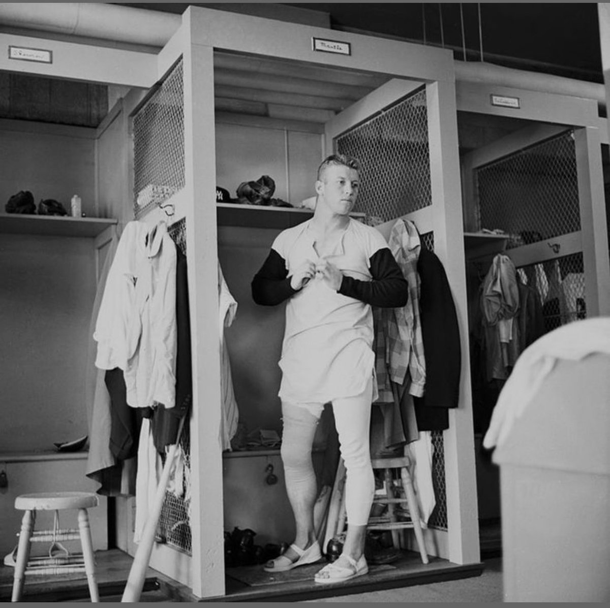 nut_history's tweet photo. A young Mickey Mantle getting ready https://t.co/BD6vFTyZJy