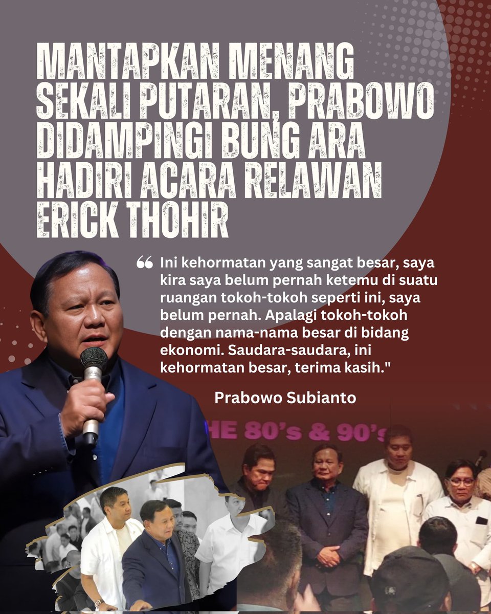 #SekaliPutaran sangat masuk logika karena melihat tokoh nasional turun bantu pak prabowo