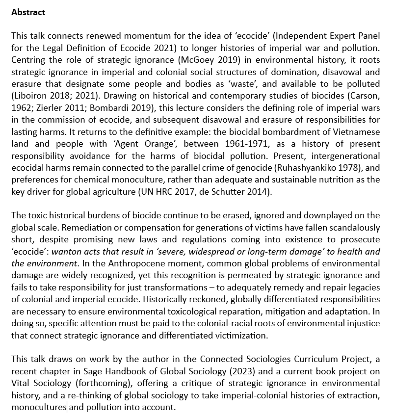 Cumann_Staire's tweet photo. Our next talk will be given by Associate Professor Su-Ming Khoo. Titled "Ecocide and the short and long histories of environmental ignorance", the lecture will take place in the McMunn Theatre at 6.20pm on the 31st of January.  

(For lecture blurb see image 2) https://t.co/4szf84nu9G