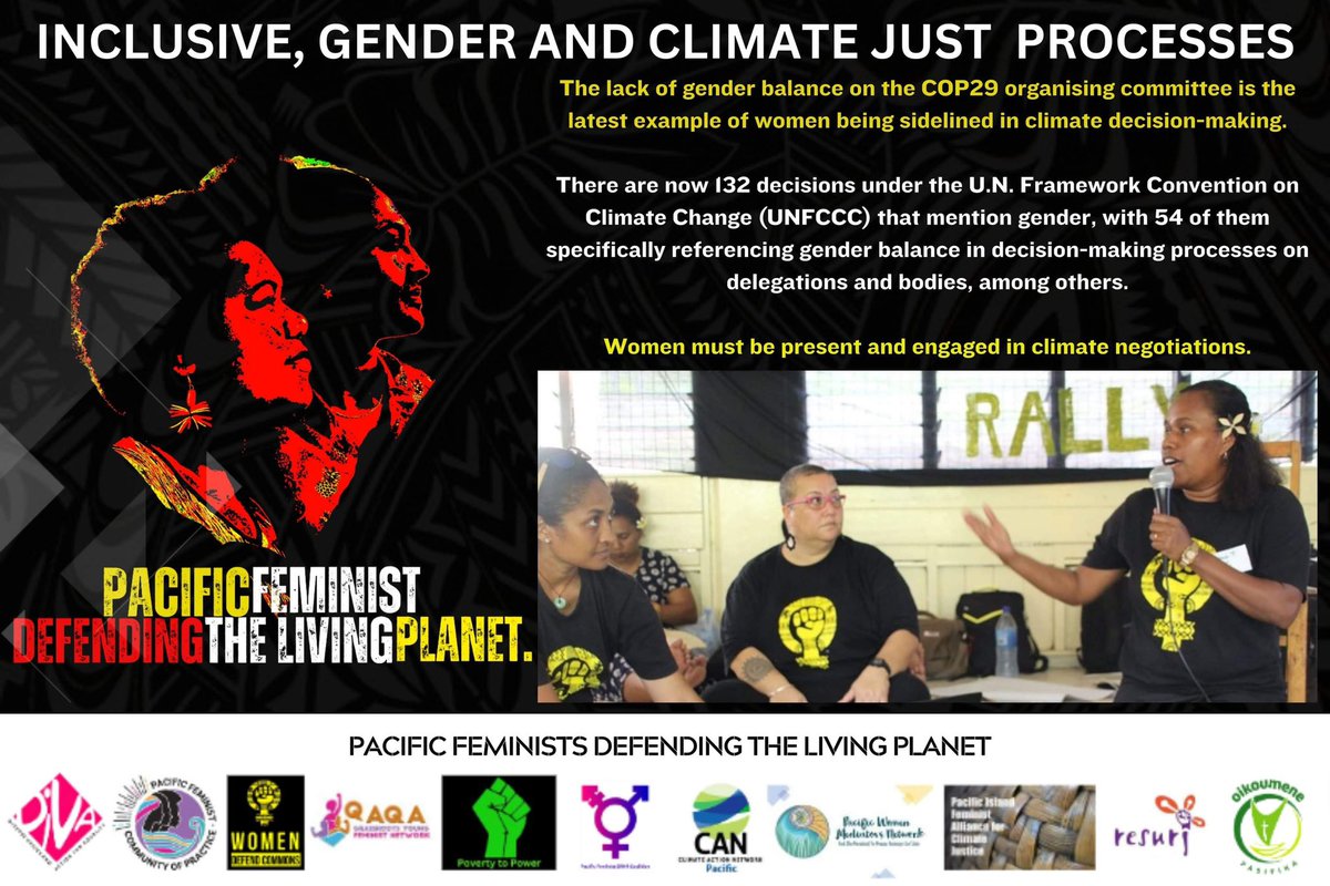 pacfemcop's tweet photo. Women must be present and engaged in #Climate_Negotiations. 

We insist to be heard.

#PacificWomenStrong #ClimateJustice #GenderJustice #FeministForTheLivingPlanet #FeministDefendingTheLivingPlanet https://t.co/NMhghahohB