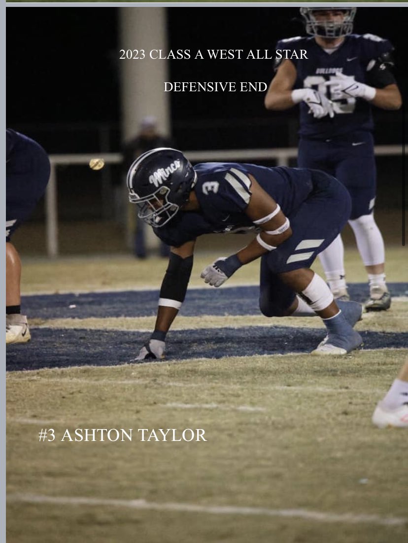 Congratulations to <a href="/jake_carruth25/">Jake Carruth</a> at LB
<a href="/Ashton_5006/">Ashton Taylor</a> at DE and
<a href="/eli_kirkes/">Eli Kirkes</a> at OL for making the 2023 Class A West All Star Team.... it was a big time year from these three and we had a couple more in this senior class that would have been well deserving as well!
#GoDogs