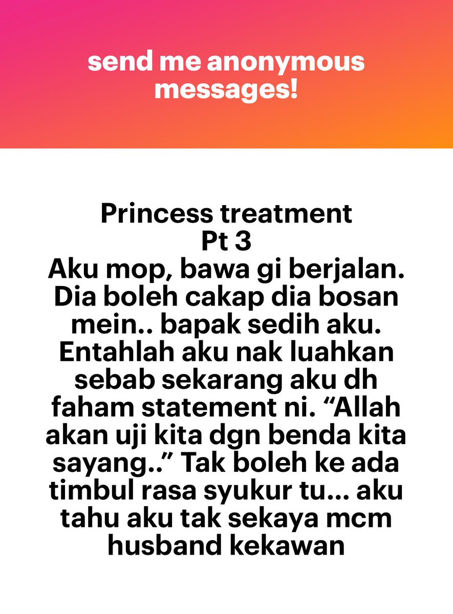 meinmokhtar's tweet photo. Luahan suami https://t.co/MAWQtaFzSA