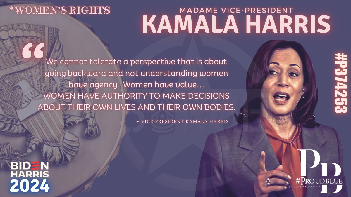 Kamala Harris is a strong advocate for women's rights issues.

#VPHarris Vice presidents often play a supportive role to the President and may not always have ultimate policymaking power.  However, Harris has been a vocal and proactive defender of women's rights throughout her…