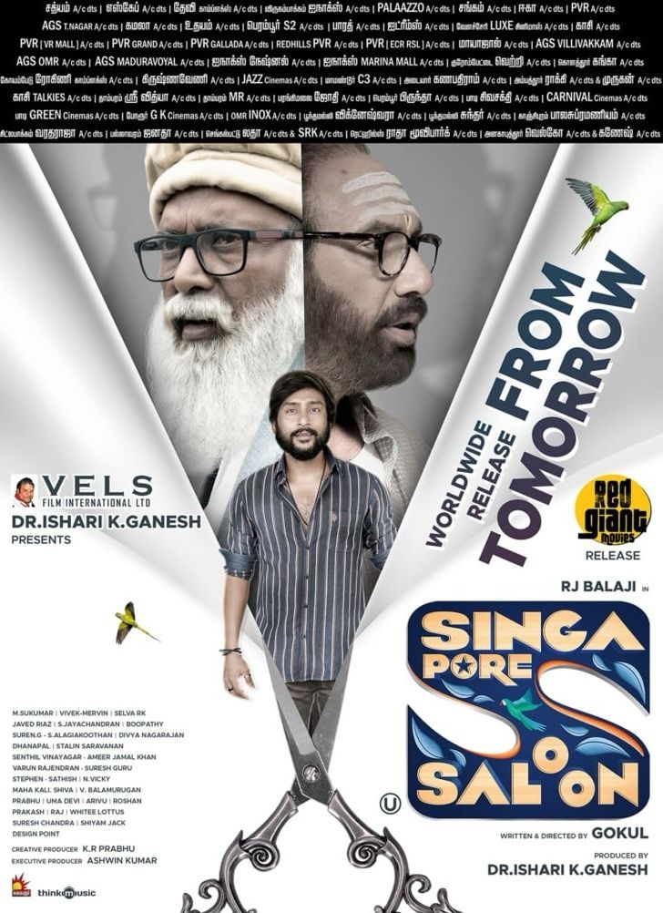 VelsFilmIntl's tweet photo. Get ready for a wholesome ride !! Just a day left to witness @RJ_Balaji's #SingaporeSaloon on big screens.

Dir by @DirectorGokul, Prod by @VelsFilmIntl @IshariKGanesh

Music By @iamviveksiva @MervinJSolomon @javeddriaz
TN release by @RedGiantMovies_ 

@MShenbagamoort3 #Sathyaraj #Lal @Meenakshiioffl @annsheetal1 @kishendas #RoboShankar #JohnVijay @Ashkum19 @shiyamjack @DoneChannel1 @pradeep_rayan @thinkmusicindia