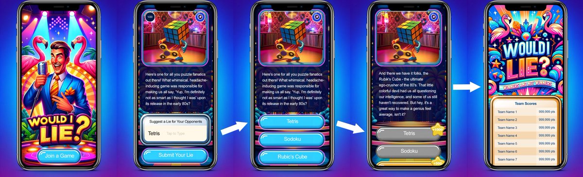 GigGameMaster's tweet photo. Here's a glimpse of my upcoming project: "Would I Lie?!" - a trivia game where success hinges as much on your knowledge as it does on your skill in deceiving other players. The back-end server code is complete; now it's time to integrate the mobile client UI. #GigGame #WouldILie https://t.co/1QmwQyGWDU
