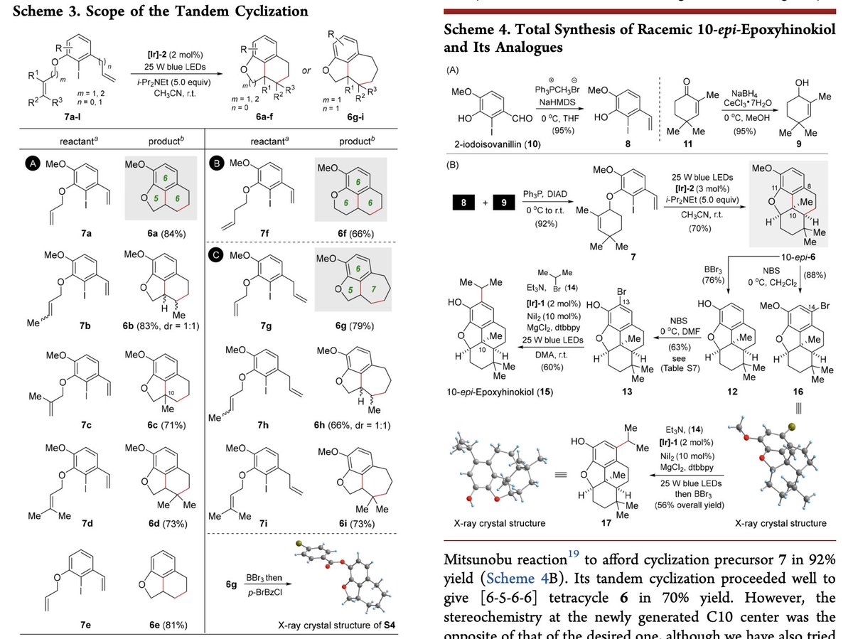 Photocatalytic Tandem Radical Cyclization Enables Expeditious #TotalSynthesis of Epoxyhinokiol Analogues for Anticancer Activity Evaluation by Jian Xiao, Hao Wu, Jia-Rong Liang, Ping Wu, Chen Guo, Ya-Wen Wang, Zhi-Yi Wang, and Yu Peng in <a href="/JOC_OL/">J Org Chem/Org Lett</a> pubs.acs.org/doi/10.1021/ac…