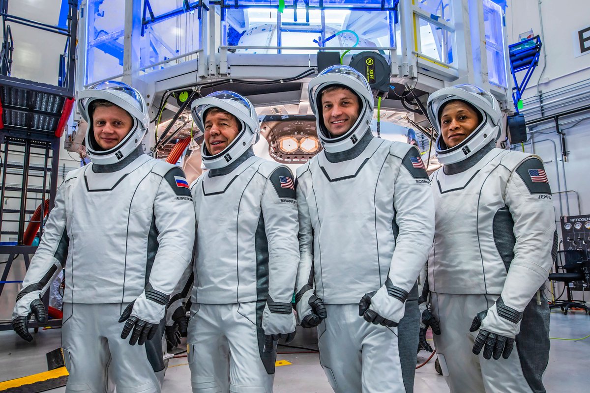 Space_Station's tweet photo. The next crewed mission to the station, @SpaceX #Crew8, will be introduced from @NASA_Johnson live on @NASA TV at 1pm ET on Thursday. Have questions? #AskNASA. https://t.co/TtuVWJI5U6

(From left) Alexander Grebenkin, Michael Barratt, Matthew Dominick, and Jeanette Epps. https://t.co/f2QaANfeIR
