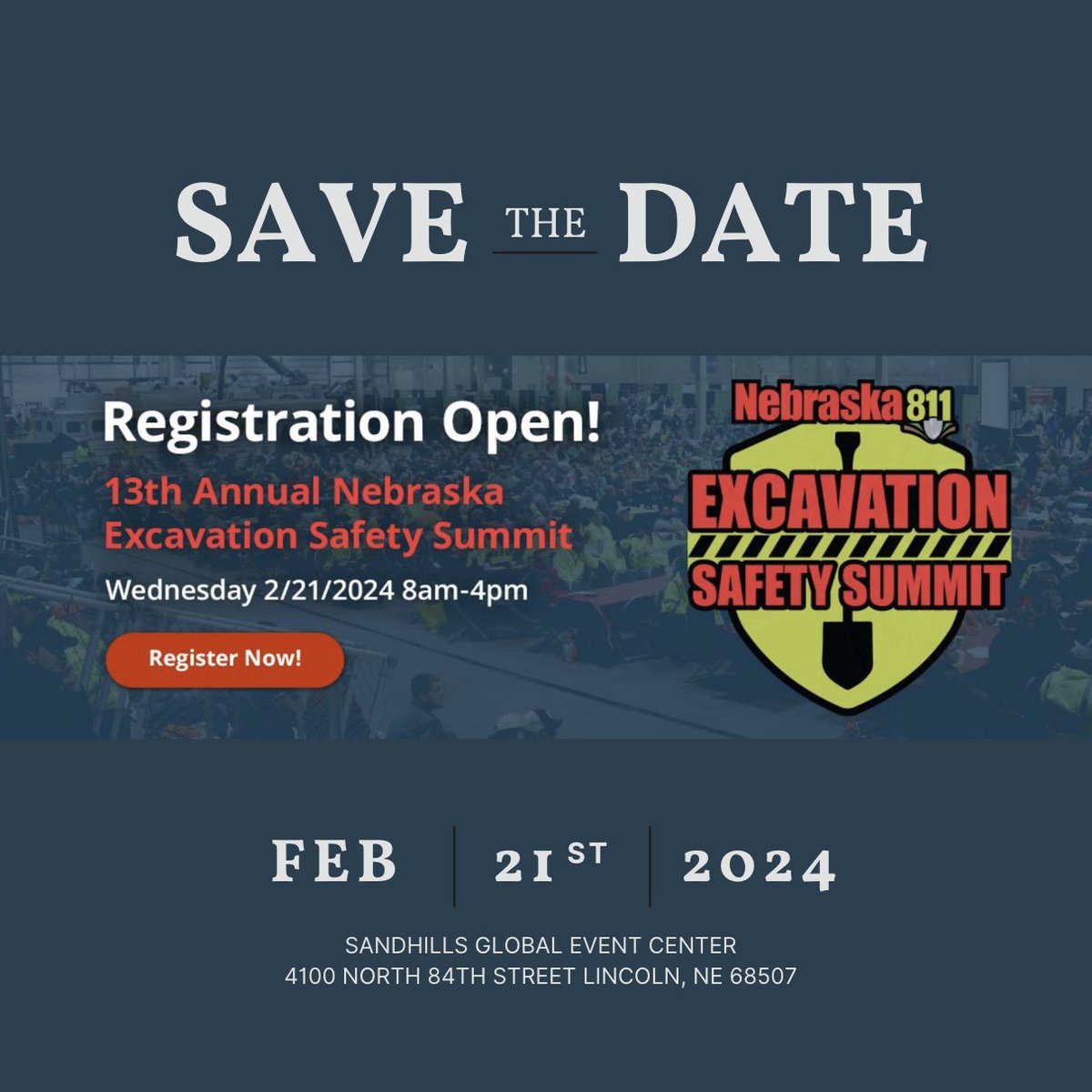 🚀 Gear up for the 13th Annual NE Excavation Safety Summit on Feb 21! 🏗️ Explore industry connections, join Rodeos, and network over free meals. IMPORTANT: New name, same location! Don't miss out! #ExcavationSafety #SaveTheDate #NEEvents eventbrite.com/e/2024-nebrask…?