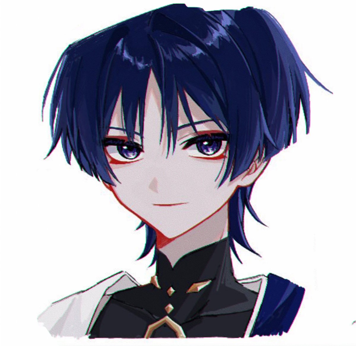 scaramouche (genshin impact) 1boy male focus solo white background simple background purple eyes bangs  illustration images