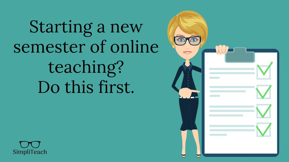 Starting a new online teaching semester? There's a lot to prepare! Instead of trying to remember to cover all bases, this 20 point checklist will help make sure you're ready: simpliteach.com/online-teacher…