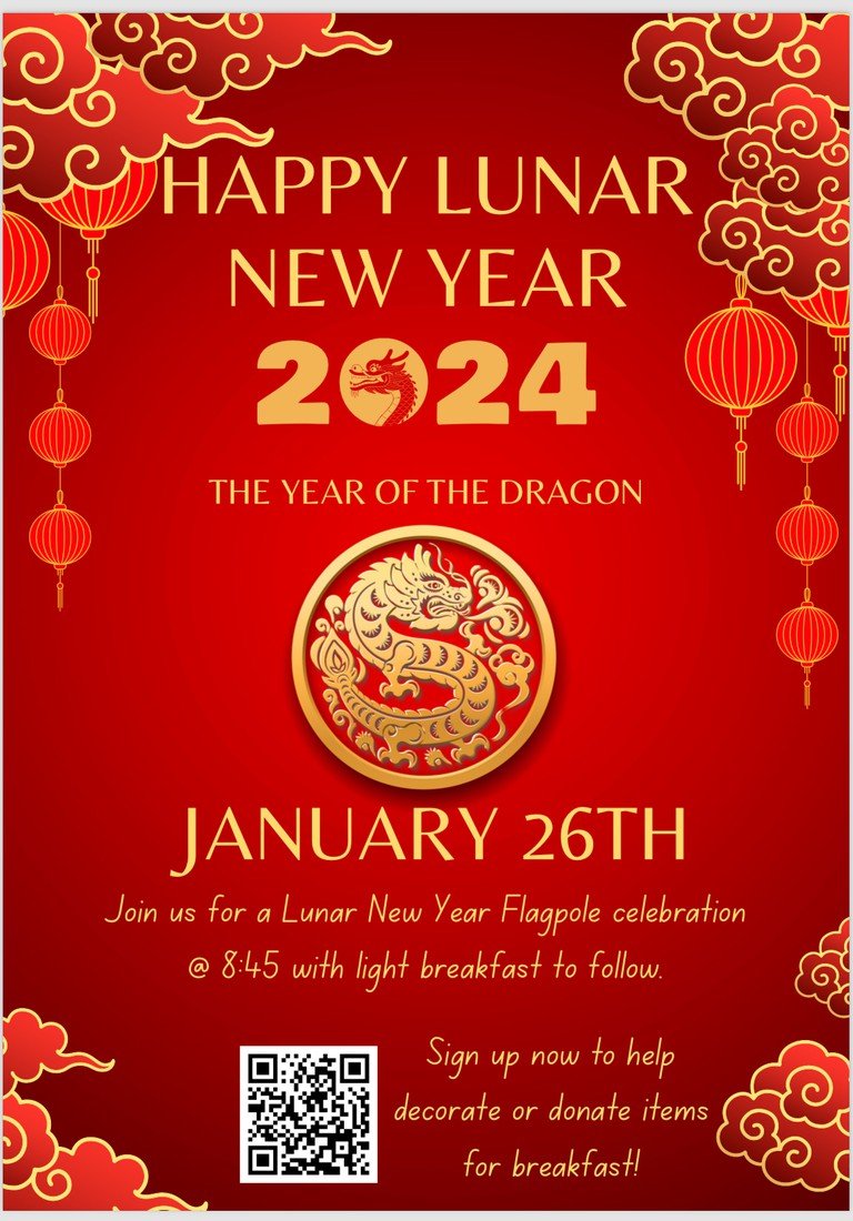 Join us THIS Friday, January 26th for our special Lunar New Year flagpole! 🧧🐲 As always all families are welcome to join us on Friday as well! Our amazing @legend_springs_pto will also be hosting a light breakfast for families in the MPR! See you Friday Morning! 🐆 @DVUSD