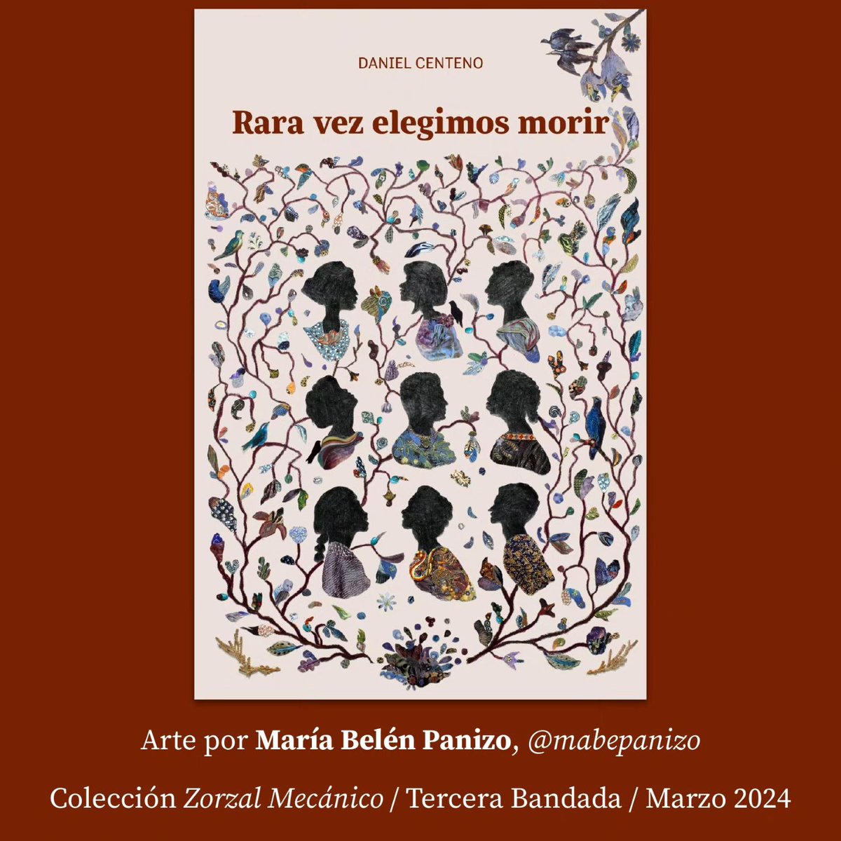 Me emociona muchísimo compartir con ustedes la portada de mi próximo libro, "Rara vez elegimos morir", que publicará la editorial Chilena @TrazosDeAves. Es un libro de cuentos sobre amistad, muerte y cositas fantásticas. Sale en Marzo. 🐦🩵