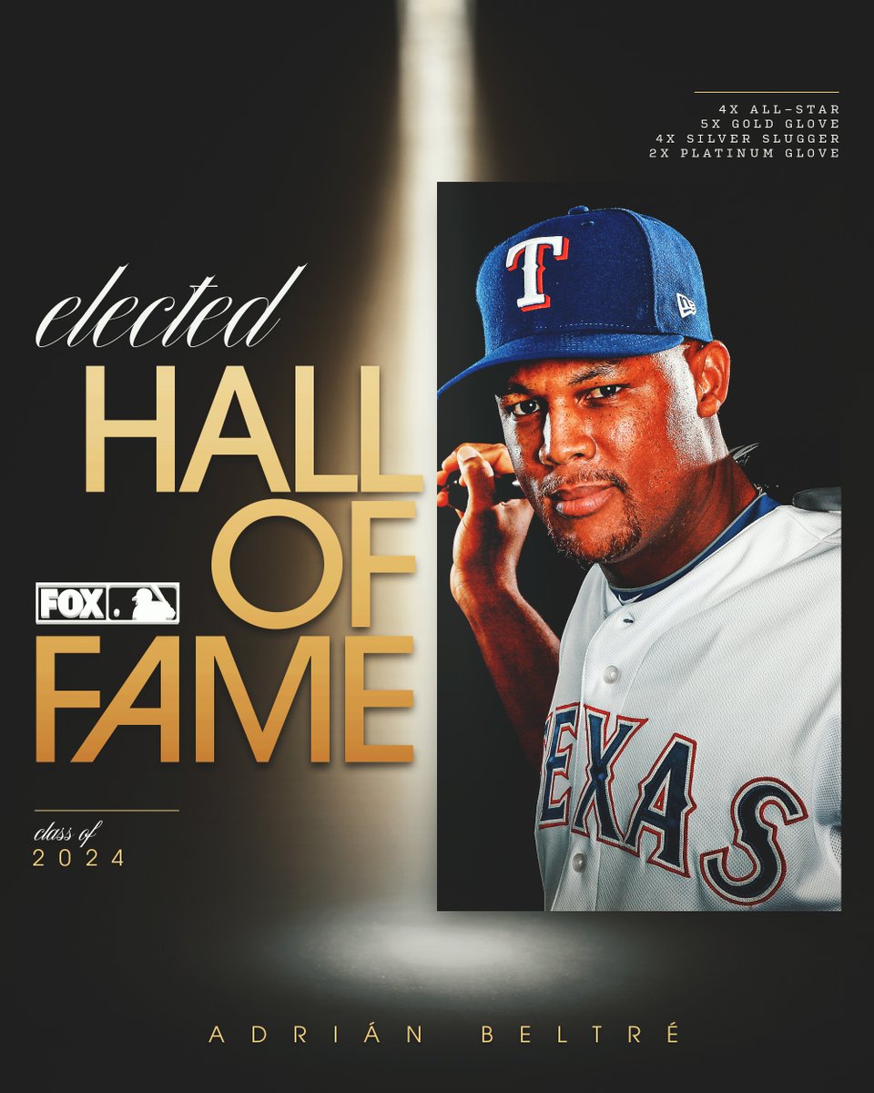 MLBONFOX's tweet photo. Congratulations to Adrián Beltré on his first-ballot election to the Hall of Fame 👏 https://t.co/ophjxxNIdR