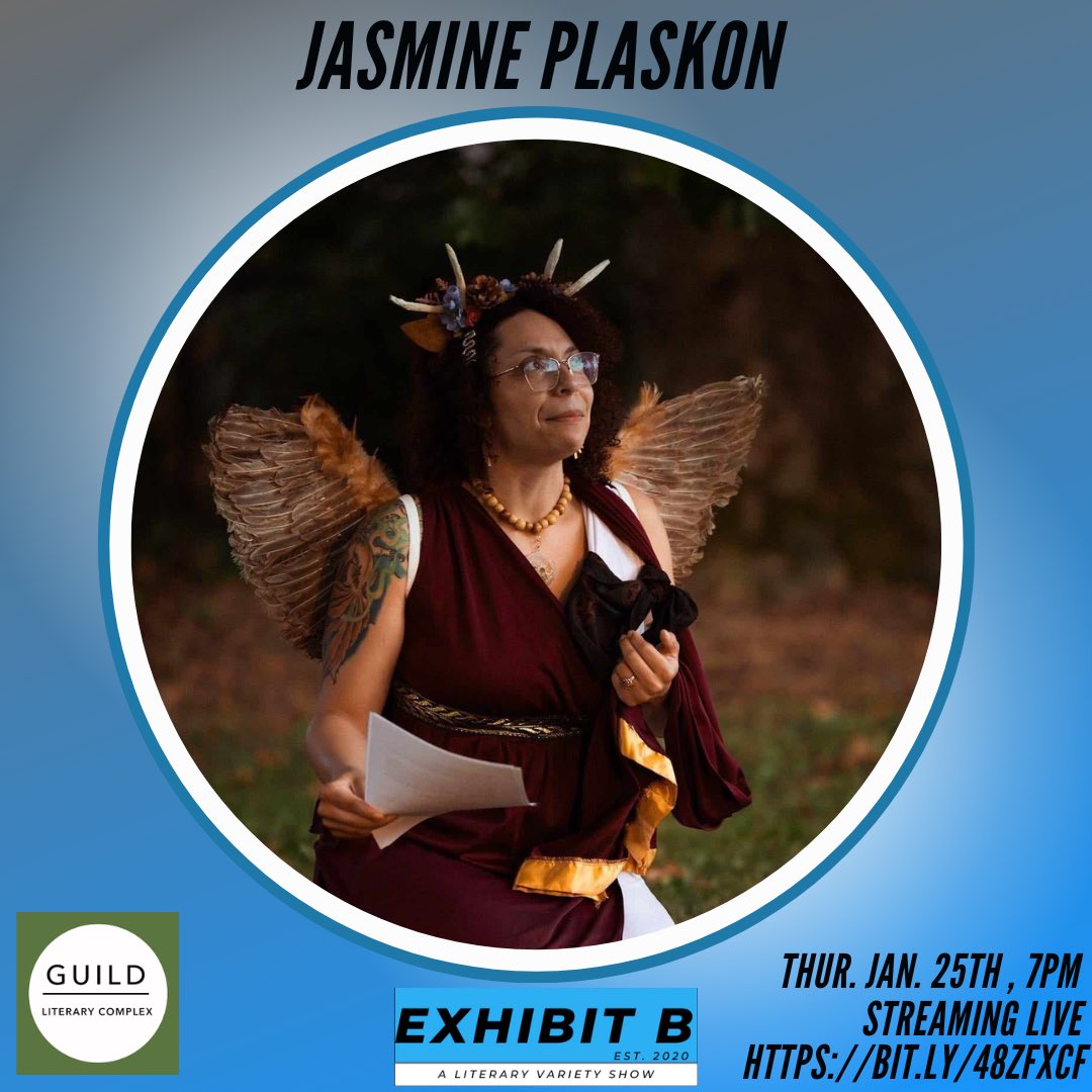 IN TWO DAYS! #online Join us & multi-disciplinary artist Jasmine Plaskon!! Find her work in Fourth River Review, The Sante Fe Literary Review, Peach Velvet Mag, Sundress Publications, & Winter Tangerine. Her first book, I Am The Final Girl, is in a furious state of being made.