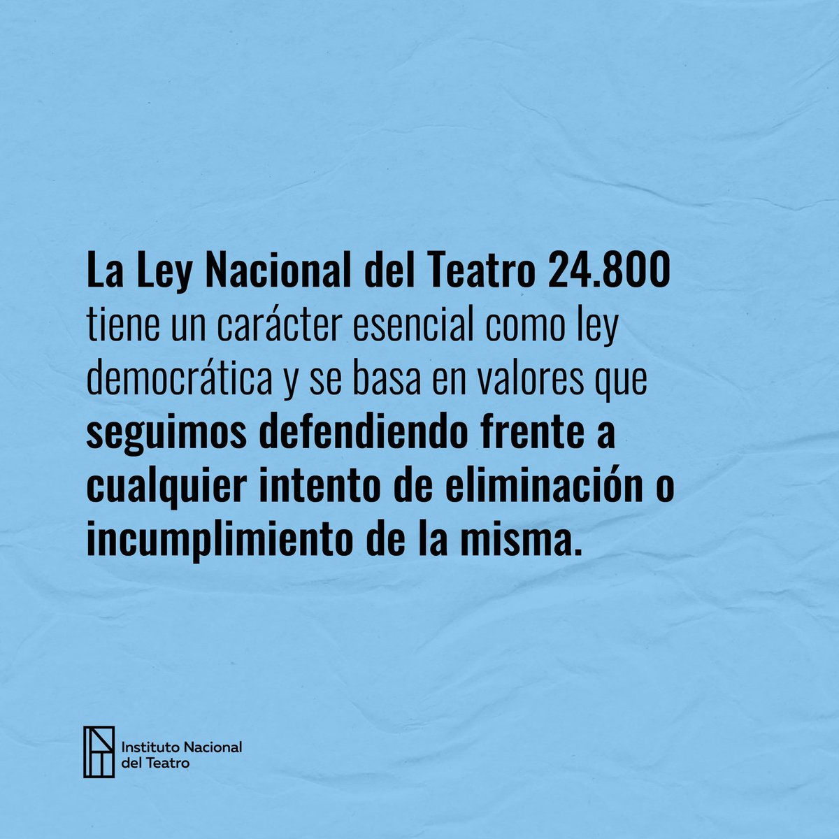 inteatro_ar's tweet photo. Te contamos por qué seguimos defendiendo la Ley Nacional del Teatro 24.800 🎭 https://t.co/BNqK0w1lUJ
