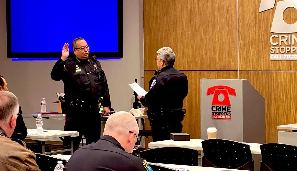 Priceless to be sworn in by one of your best friends, RUPD Chief Rodriguez, as the incoming Houston Area Police Chiefs Association President. Thank you to District Attorney Kim Ogg who agreed to be our guest speaker today. <a href="/AldinePolice/">Aldine ISD Police Department</a> <a href="/AldineISD/">Aldine ISD</a> <a href="/RiceUniversity/">Rice University</a> #HAPCA