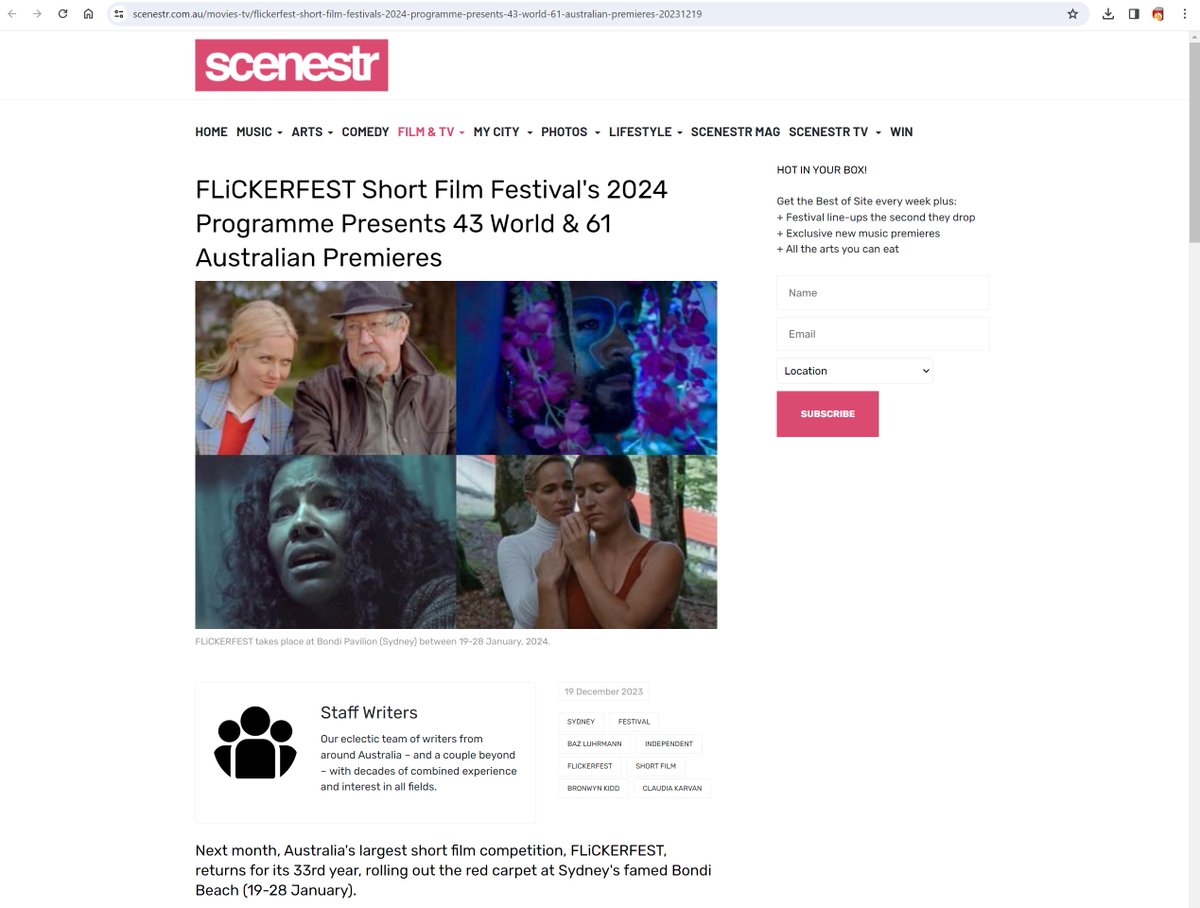 Openingactfilms's tweet photo. We couldn't make it to our Flickerfest screening last Sunday, but it was lovely for 'Line Rider' to be called out  in 'Filmink' and 'scenestr' as a festival highlight for the Oscar-accredited doco program.

Be sure to check out the rest of Flickerfest at: https://t.co/BiLn4tkAFG https://t.co/iVn388pMWk