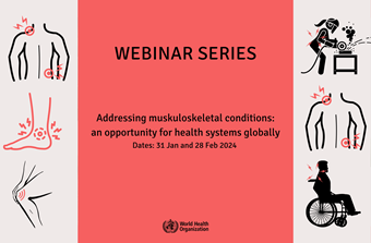 AndrewMBriggs's tweet photo. WHO is hosting a webinar series on responding to the global burden of MSK impairments. First webinar next week, 31 January. Register here: https://t.co/mrd63kJfTz
@MSKHealthGlobal https://t.co/3HAGgeyRXN