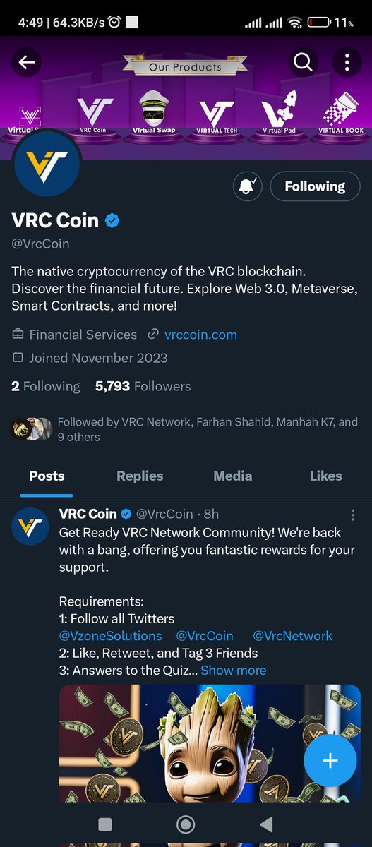 MSumair86's tweet photo. @VrcNetwork @VzoneSolutions @VrcCoin Hats off to the VRC team, The system emphasis on decentralization not only ensures a more resilient and transparent system but also sets a high standard for projects in the blockchain space. Well done 👏
@Alam08684799 @moonitu @HSumair88 https://t.co/r2UiJoebxG