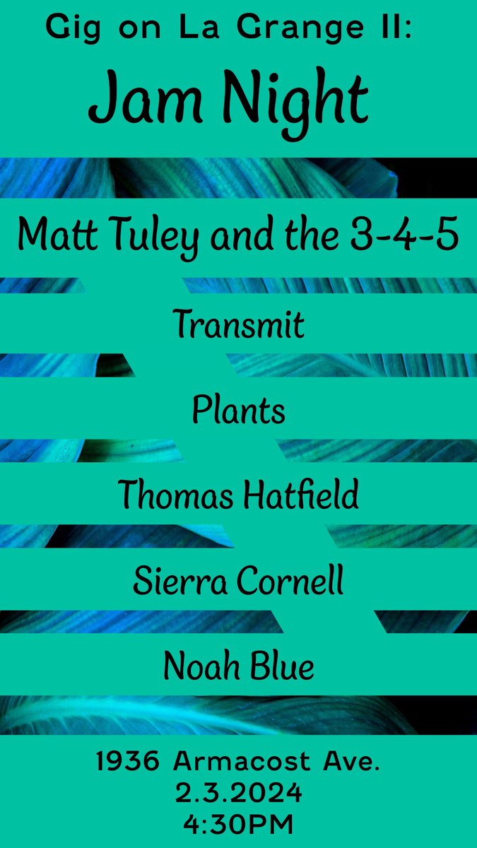 Hey everyone i am playing my FIRST EVER LIVE SHOW ON FEBRUARY 3RD AAHHHHHHH. Its a free show with a bunch of different kinds if music in a backyard. The vibes are gonna be great and you should all come!!!! Im the opening act and I start at 5pm. Would love to have u :3