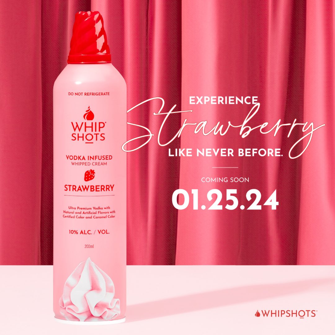 You’ve never seen Strawberry like this before... 🍓🍸

Sweet meets sexy with every sip. Experience Whipshots’ newest flavor, STRAWBERRY, on 1/25/24. 😉

#vodkashots #vodka #whippedcream #booze #cocktailrecipes #pinkaesthetic