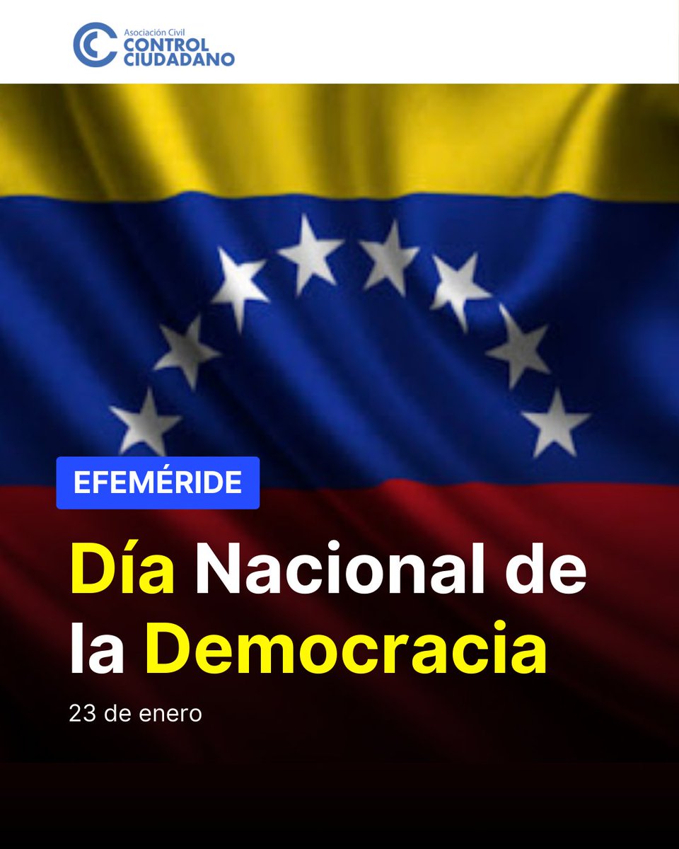 📌 Cada 23 de enero se conmemora el Día Nacional de la #Democracia en #Venezuela. Esta fecha es de gran importancia para los ciudadanos del país porque en 1958 se llevó a cabo el derrocamiento de la dictadura militar del General Marcos Pérez Jiménez.