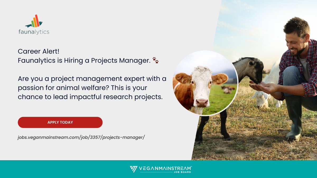 🐾 Join Faunalytics in Shaping Animal Advocacy! Faunalytics is on the lookout for a Projects Manager. Lead the Research team, implement new project management strategies, and contribute to the greater good of animal welfare. Apply now!

jobs.veganmainstream.com/job/3357/proje…

#VeganJobs