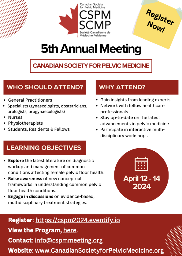 Official invite to our Canadian National Urogyn Annual Meeting - this April 2024 in Montreal, its going to be AMAZING!!!