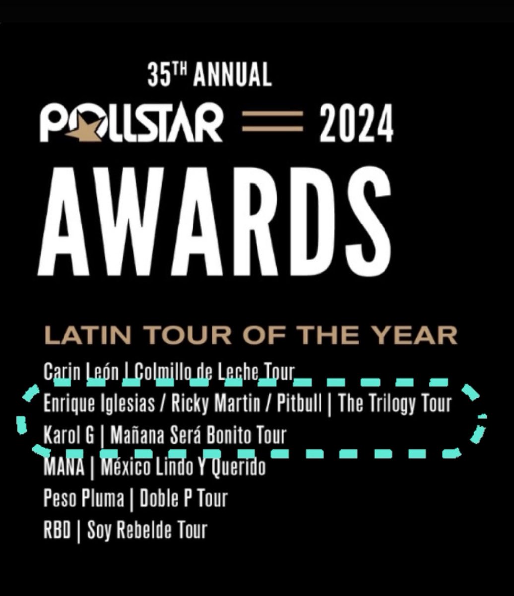 So grateful to have had the opportunity to work as Musical Director on two <a href="/Pollstar/">Pollstar</a> Awards 2024 nominated tours⚡️
Thanks Karol G and Pitbull for trusting me🙏🏻
#MusicDirector