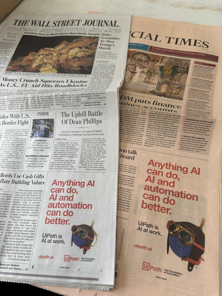 Anything #AI can do, AI and #Automation can do better. This is AI at work. In today’s WSJ and FT. uipath.ai