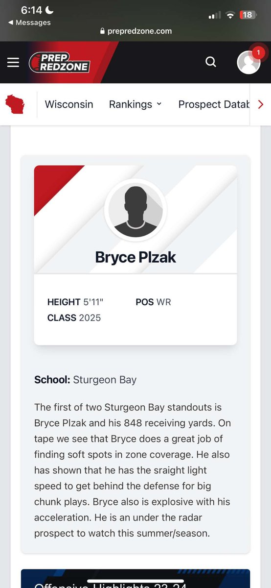 Big thanks to <a href="/MJ_NFLDraft/">Mark Johnson</a> <a href="/PrepRedzoneWI/">Prep Redzone Wisconsin</a> for the write up can't wait for next season!