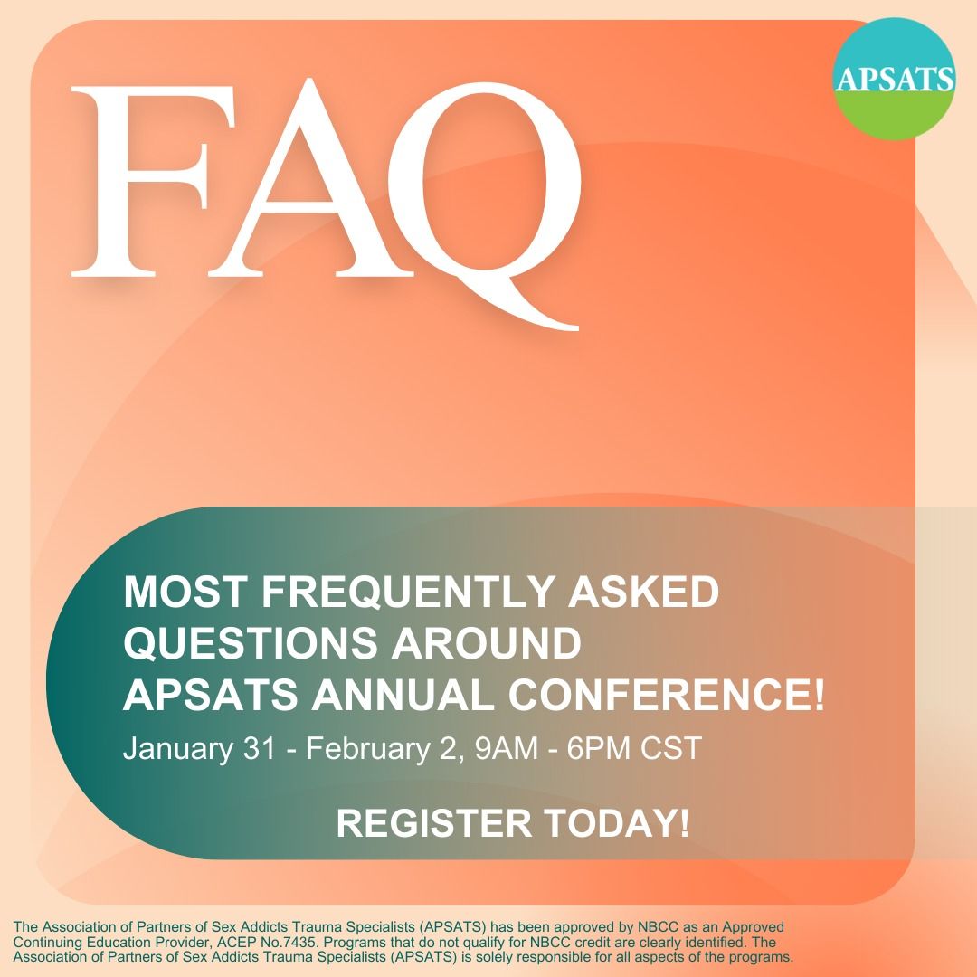 APSATSOrg's tweet image. Got questions before registering for the APSATS Annual Conference? 
Check out our FAQs for quick answers. Secure your spot today! For more details, visit apsats.org/annual-confere…. 

#faq #qanda #Insightful #apsats #annualconference #registertoday #betrayaltrauma #counselors