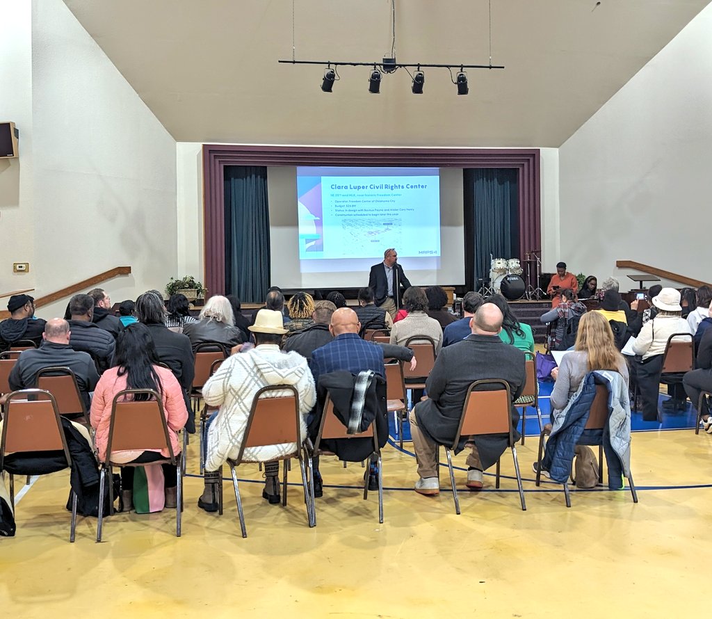 maps4okc's tweet image. We're at the Ward 7 Town Hall sharing MAPS 4 project updates and what's coming to NE OKC. #MAPS4