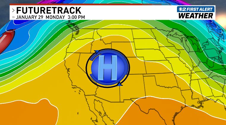 ChaseThomason's tweet photo. Big ridge of high pressure will move in this weekend and early next week. Temps will go up for most of Utah and valley inversions will strengthen with declining air quality along the Wasatch Front. #utwx https://t.co/wMGIf0T770