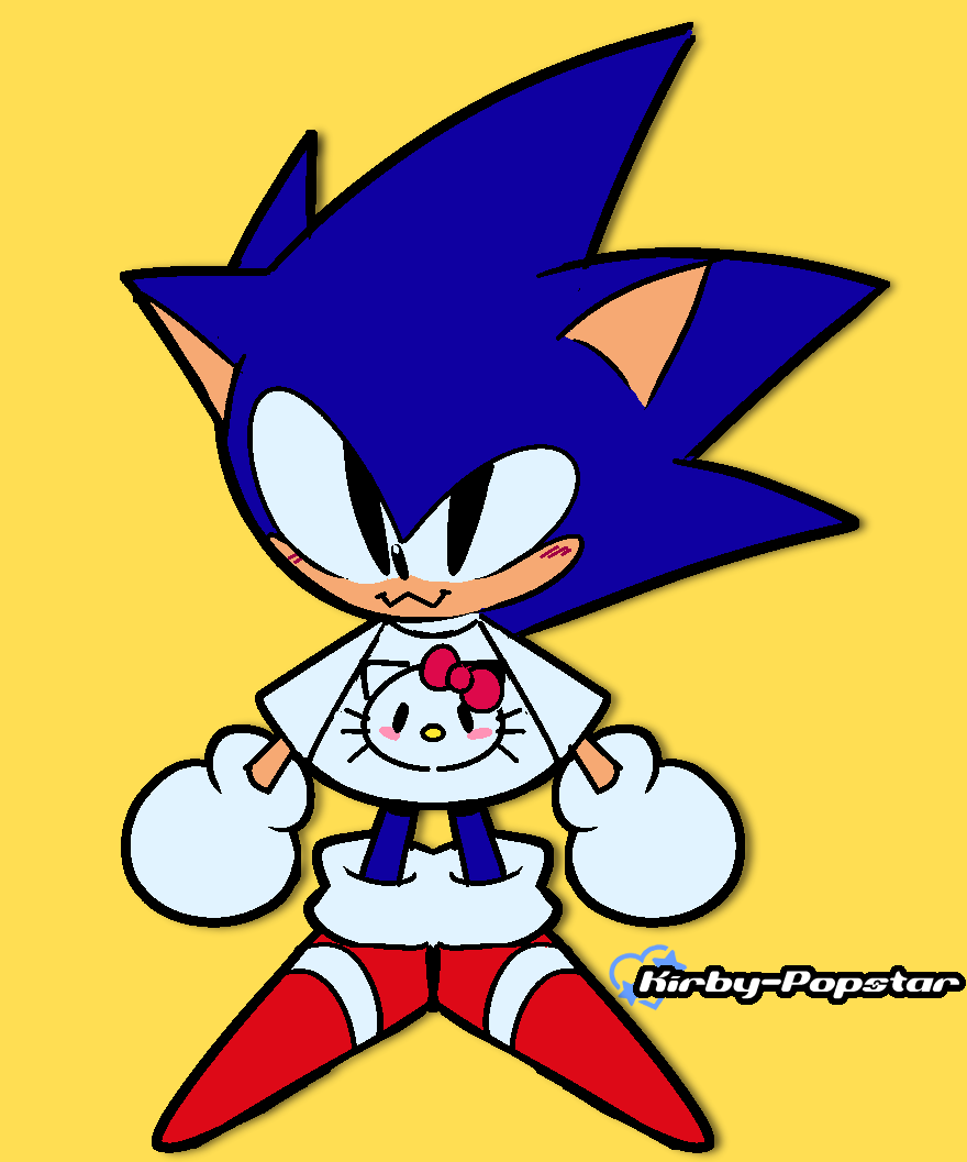 ソニック 「Sonic wearing a Hello kitty shirt XD 」|Kirby-Popstarのイラスト