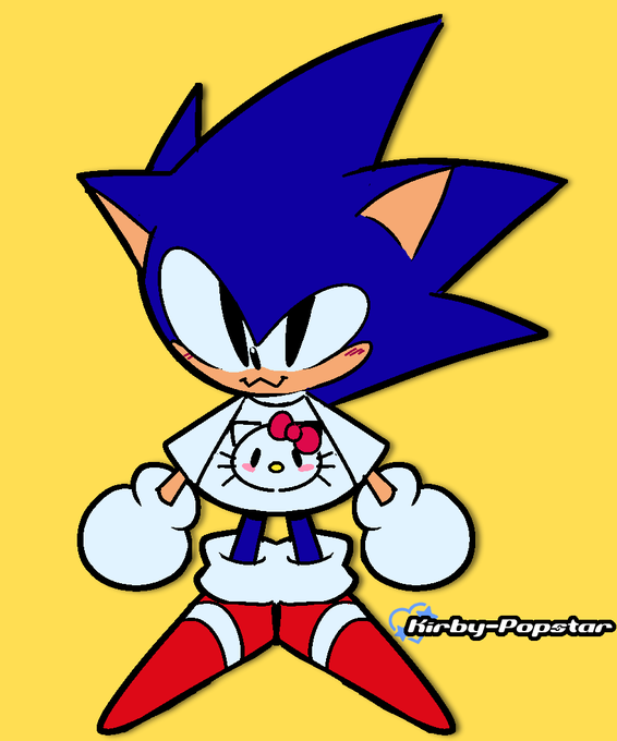 Sonic wearing a Hello kitty shirt XD 