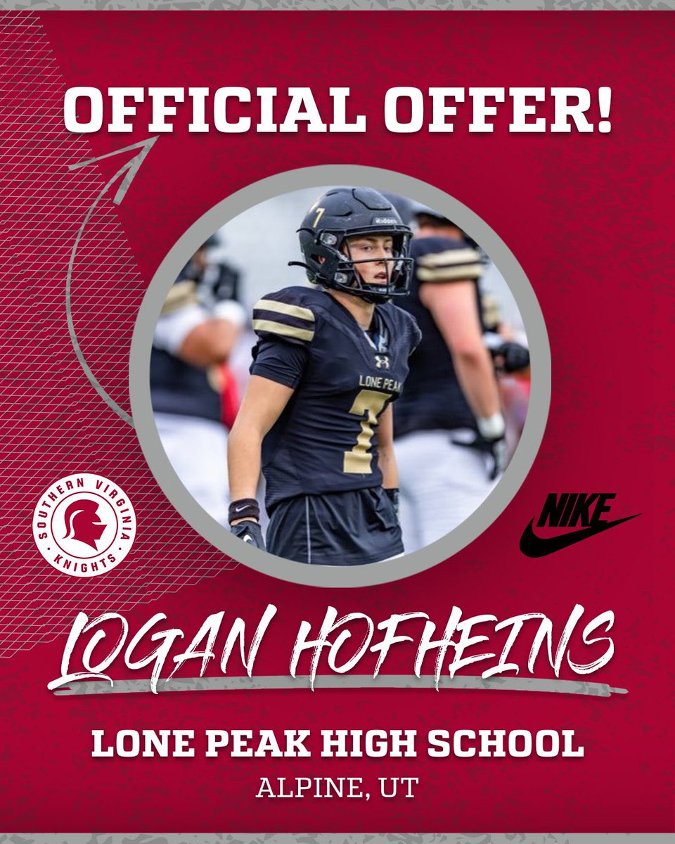 Logan Hofheins (@hofheins_logan) on Twitter photo After a great talk with <a href="/CoachMJMurdoch/">Mark Murdoch</a> I’m very blessed and grateful to receive my first offer from <a href="/knight_ftbl/">SVU Knights Football</a>
<a href="/LPKnightsFB/">Lone Peak Knight Football</a> <a href="/jmaybs09/">COACH MAYBERRY (strength doc)</a> <a href="/BartBrockbank/">Bart Brockbank</a> After a great talk with <a href="/CoachMJMurdoch/">Mark Murdoch</a> I’m very blessed and grateful to receive my first offer from <a href="/knight_ftbl/">SVU Knights Football</a>
<a href="/LPKnightsFB/">Lone Peak Knight Football</a> <a href="/jmaybs09/">COACH MAYBERRY (strength doc)</a> <a href="/BartBrockbank/">Bart Brockbank</a>