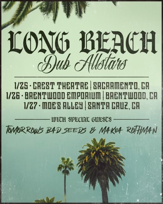 LB Dub Allstars (@lbdamusic) on Twitter photo Party starts this week in NorCal with <a href="/TmrBadSeeds/">TOMORROWS BAD SEEDS</a> & <a href="/therealmakua/">Makua Rothman</a>
Thursday the 25th @ Crest Sacramento
Friday the 26th @ Brentwood Emporium
Saturday the 27th @ Moe's Alley, Santa Cruz
LFG who’s coming out ?
Get your tickets here: lbdamusic.com/tour Party starts this week in NorCal with <a href="/TmrBadSeeds/">TOMORROWS BAD SEEDS</a> & <a href="/therealmakua/">Makua Rothman</a>
Thursday the 25th @ Crest Sacramento
Friday the 26th @ Brentwood Emporium
Saturday the 27th @ Moe's Alley, Santa Cruz
LFG who’s coming out ?
Get your tickets here: lbdamusic.com/tour