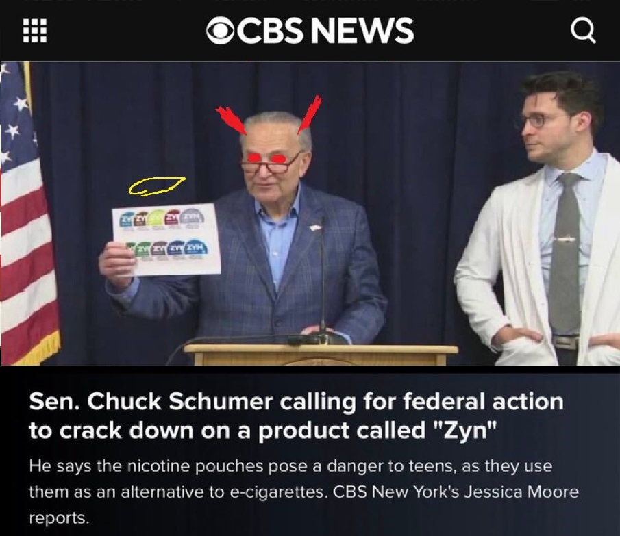 Freezynsol's tweet photo. In Zyn 2024, we declare our ZYNdependence from the tyranny of Chuck Schumer and the US Congress, who have sought to ban ZYN nicotine packs and deprive us of our sacred right to ZYN. https://t.co/bTGl9EDndQ