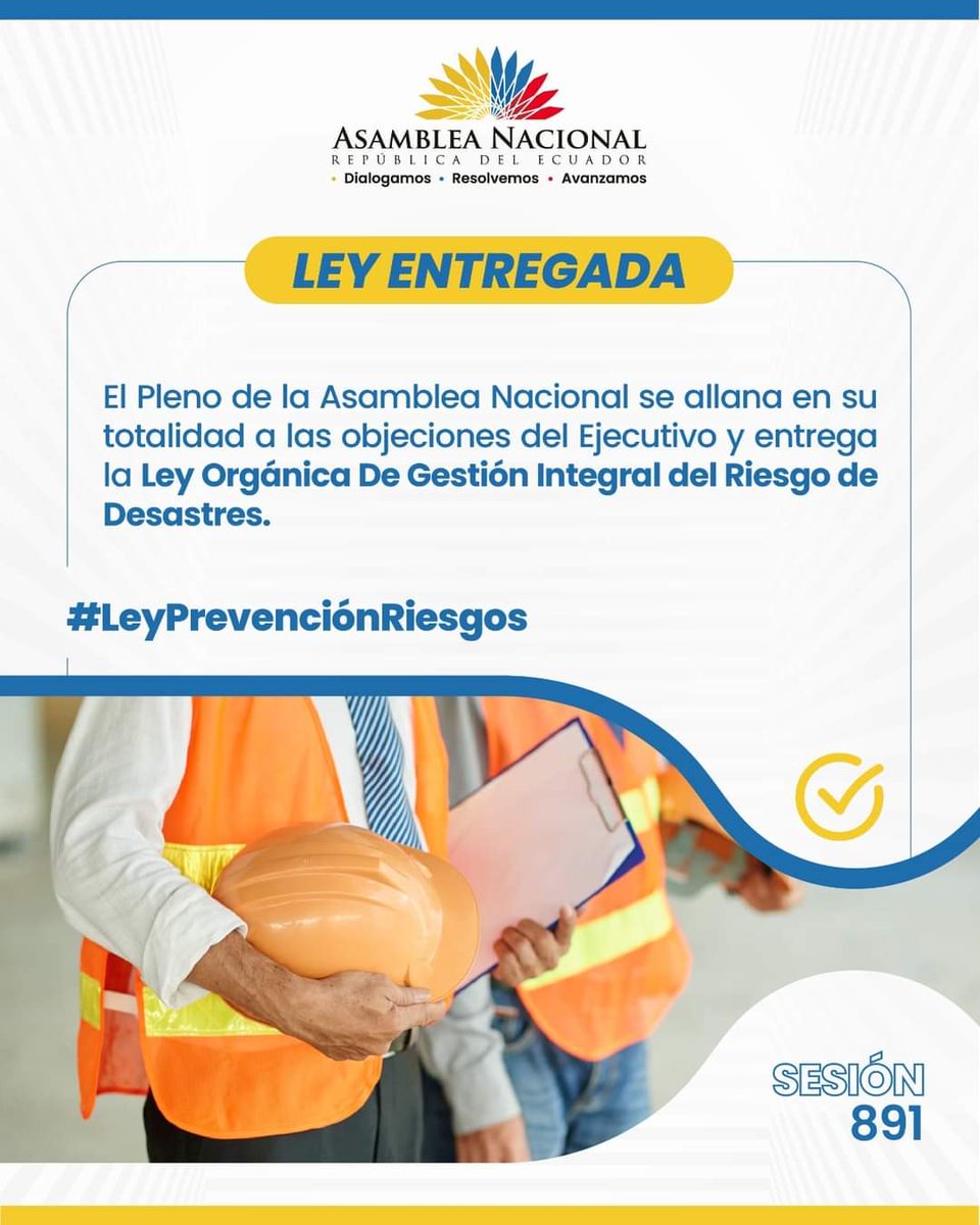 AsoGdR_Ec's tweet photo. ‼️#IMPORTANTE‼️

16 años después de la Constitución de 2008, tenemos una #LeyGestiónDeRiesgos

@HenryKronfle y @DanielNoboaOk  debemos seguir trabajando para garantizar los derechos y promover el desarrollo sostenible en el territorio nacional. https://t.co/O6YoySYE5J