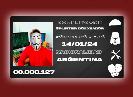 👤: Splinter Doxxeador

@ : @splinterdoxeado

📷: @splinterdoxeado

📄:Splinter que cuando llegó quizo doxear a media comunidad, con el paso del tiempo quizo a algunos y dejo ese laburo, llegó a la presidencia y luego desapareció, hace poco volvió y reza para que aguatero vuelva
