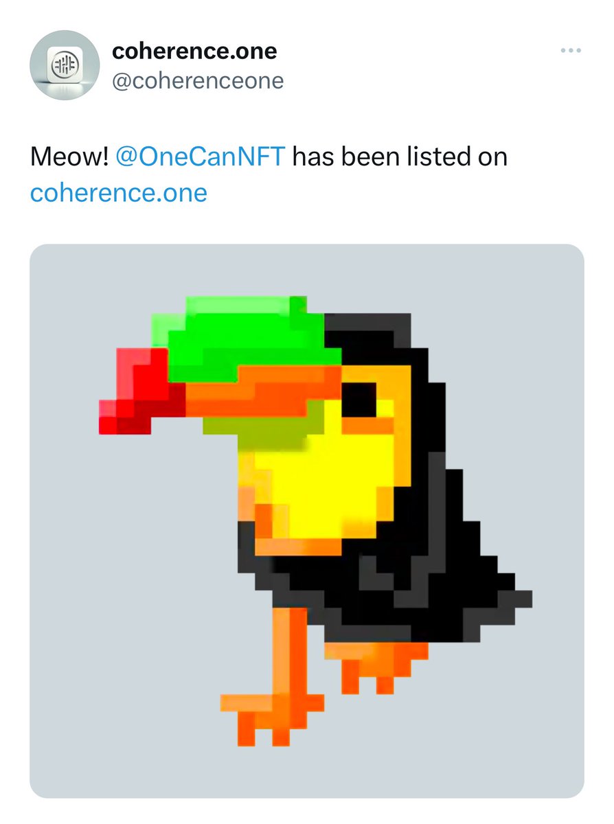 kratos.crazy.one π (@kratos_harmony) on Twitter photo <a href="/coherenceone/">coherence.one</a> The NFT Marketplace on <a href="/harmonyprotocol/">Harmony π</a> is just emerging β¨
<a href="/OneCanNFT/">OneCan</a> has been listed on coherence.one β
Congratulations <a href="/coherenceone/">coherence.one</a> The NFT Marketplace on <a href="/harmonyprotocol/">Harmony π</a> is just emerging β¨
<a href="/OneCanNFT/">OneCan</a> has been listed on coherence.one β
Congratulations