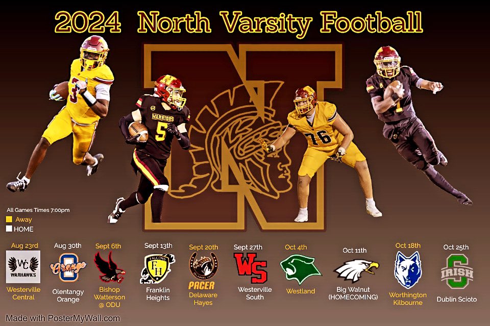 Friday Night <a href="/WNWarriorsFB/">Westerville North Football</a> 2024 Fall Schedule released