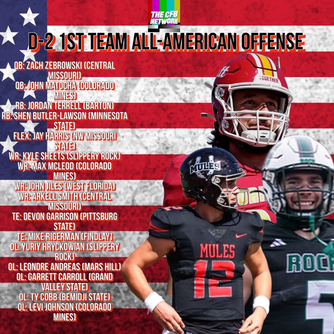 Here are the 2023 CFBNETWORK D-2 1st Team All American Offense Selections