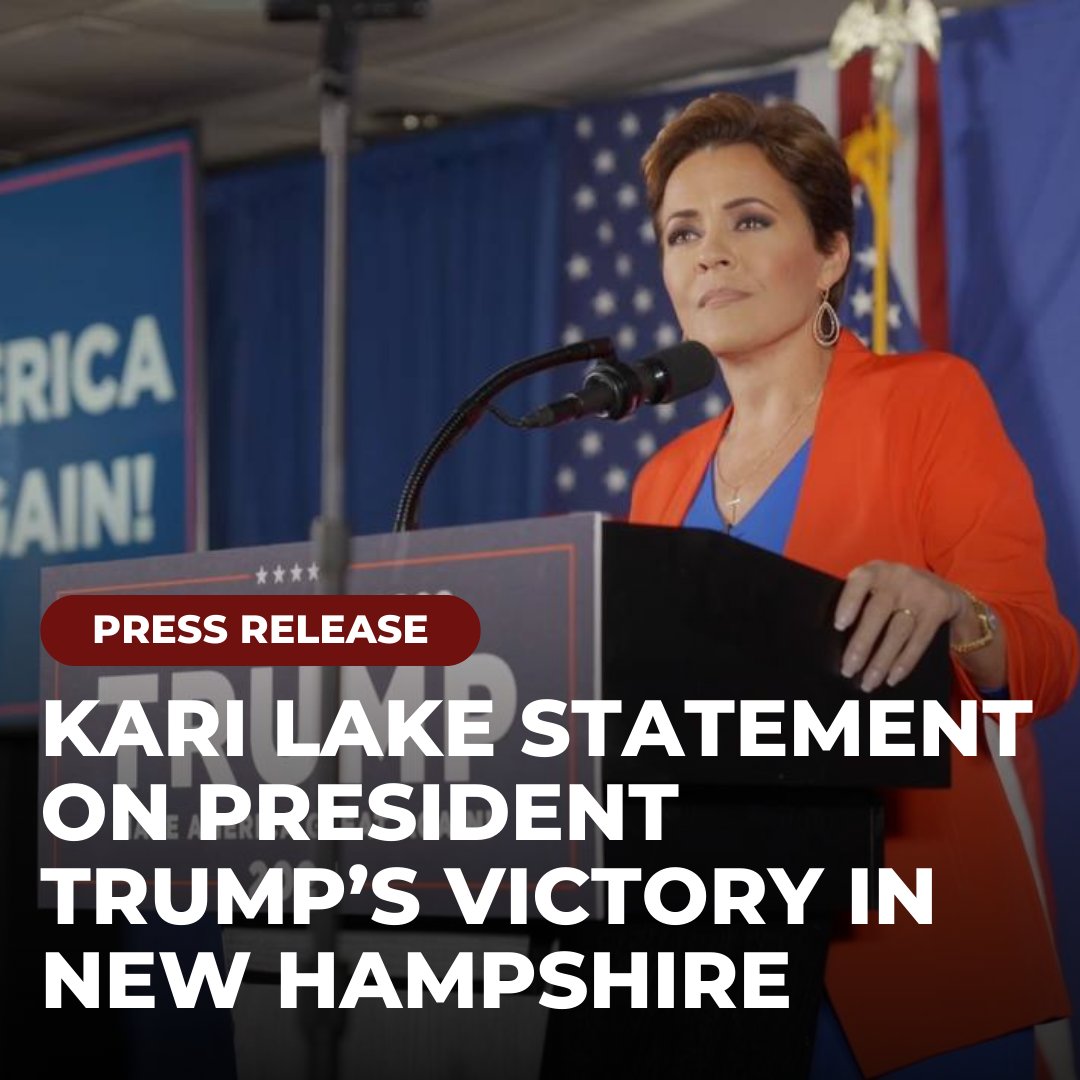 KariLake's tweet photo. Congratulations to President Donald J. Trump on his resounding victory in New Hampshire! 🇺🇸

READ MY FULL STATEMENT: https://t.co/a4RKL5aj31 https://t.co/YrIy4BR6Hd