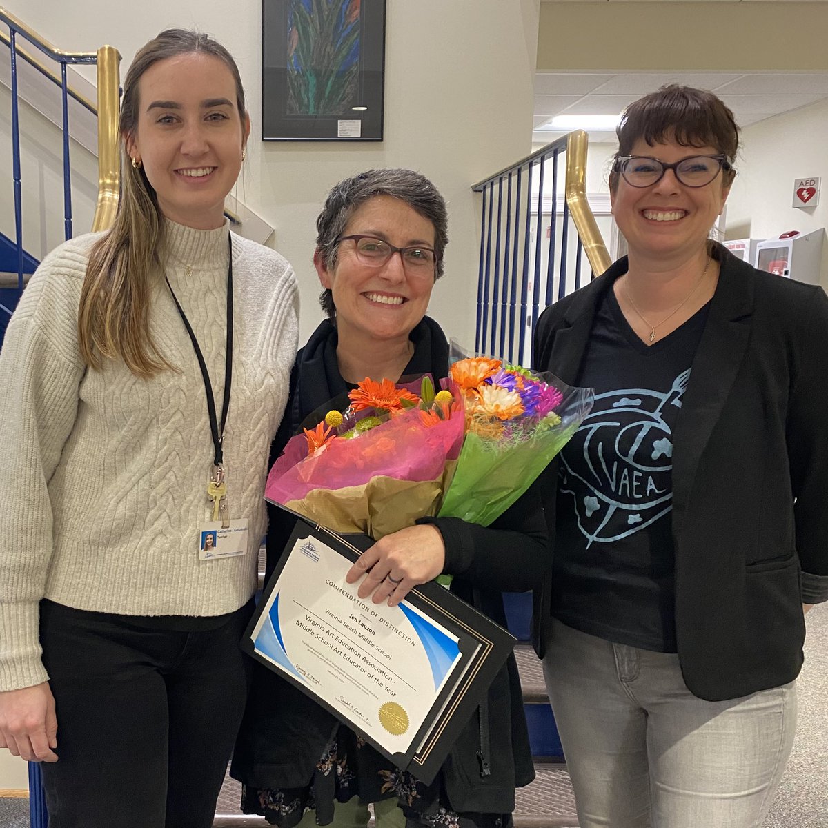 Congrats to Jen Lauzon, this year’s VAEA Middle School Art Educator! We are so proud of you!! 🎨🌈 <a href="/vbschools/">VBSchools</a>