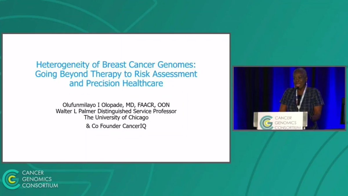 We're excited to share Dr. Olopade's @folopade #CGCAnnual2023 Keynote presentation, where she discusses her research of the genomic basis of #breastcancer in diverse populations & its translation to precision healthcare 🧬youtu.be/alcCYxw9uc8 #PrecisionMedicine