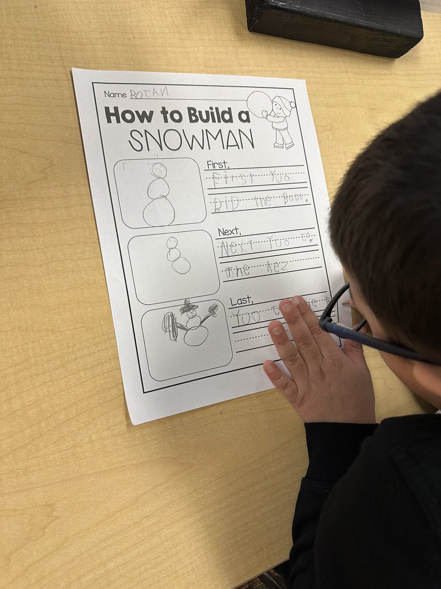 Talk, Read, Talk, Write! Our kindergarten students are developing so many critical writing skills by talking through their thoughts with peers! This week’s TRTW How to build a snowman! #KindersCan #OneLinden #Believe ⛄️💙📝
