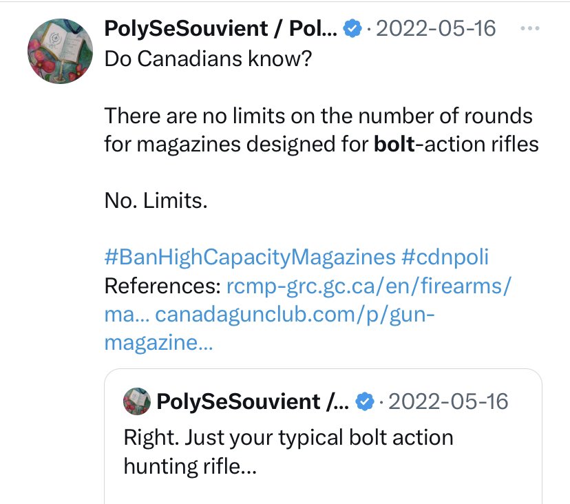 Dicky_Paul_95's tweet photo. You constantly post about bolt-action rifles you donโt like, popular hunting rifles like the SKS, magazines used in bolt action rifles and even .22 caliber firearms (the most popular plinking and hunting round).
โYou are nextโ is very much accurate based on your own words. https://t.co/rvN9rPVcxd
